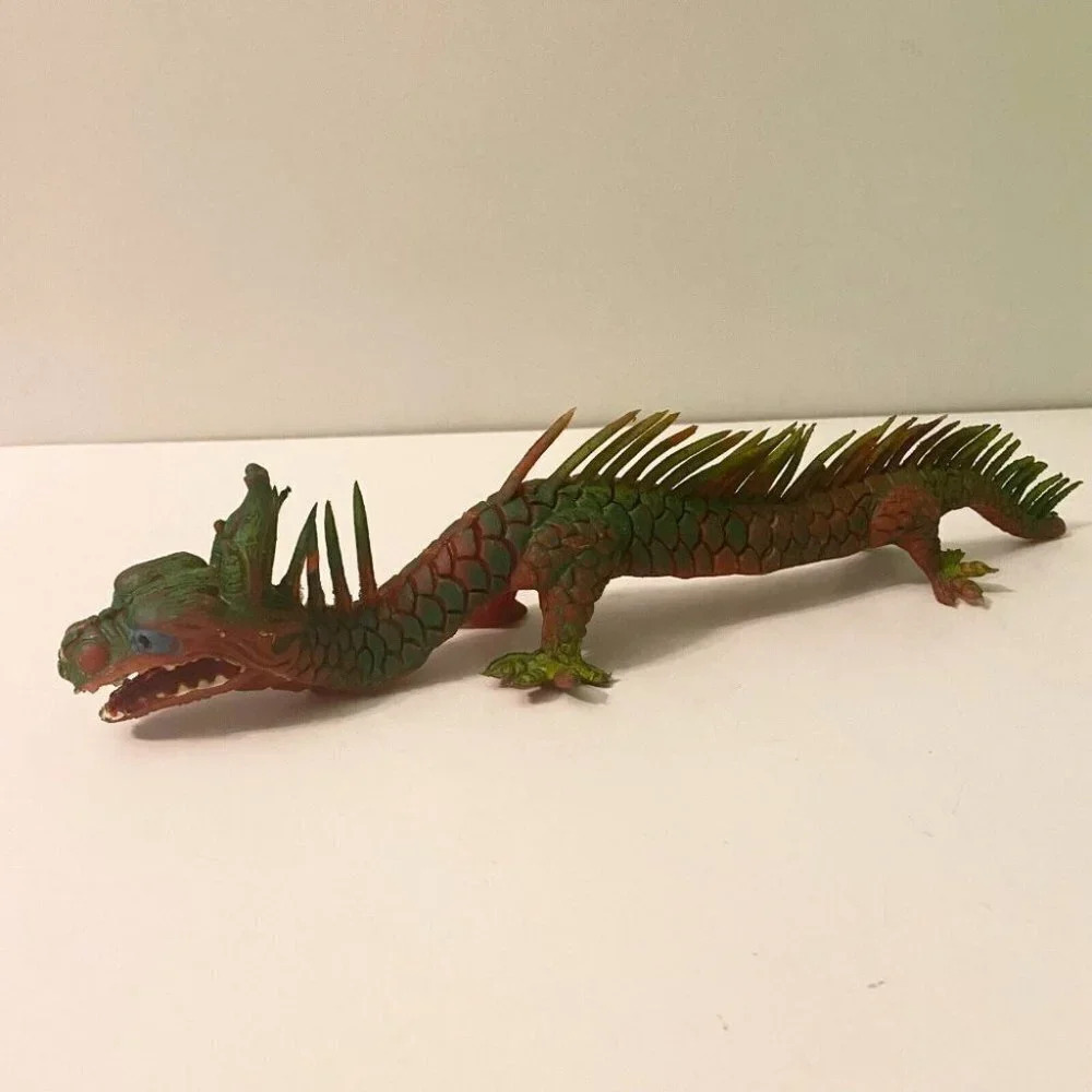 Vintage Rubber Dragon Jiggler Hong Kong 12 Inch Rubbery Toy Figure Broken Tail